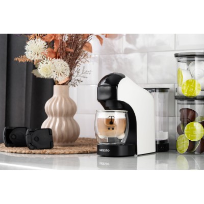 Кавоварка Ardesto капсульна, 0.8л, капсули Nespresso, Nescafe Dolce Gusto, мелена кава, сенсорне керування, білий (YCM-CNDE)