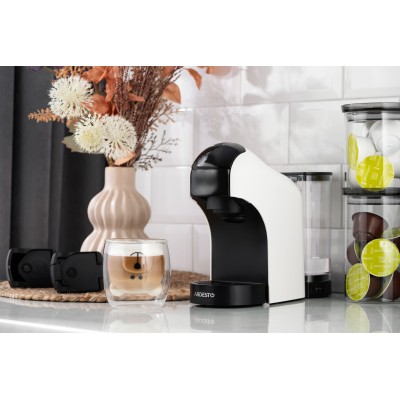 Кавоварка Ardesto капсульна, 0.8л, капсули Nespresso, Nescafe Dolce Gusto, мелена кава, сенсорне керування, білий (YCM-CNDE)
