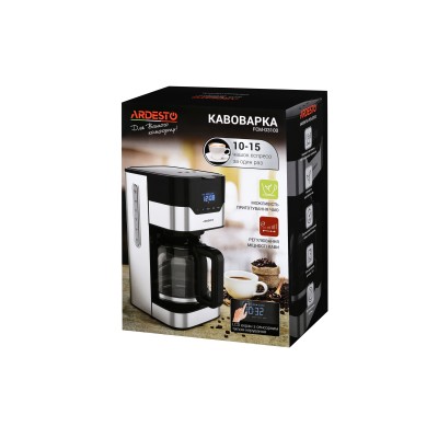 Кавоварка Ardesto крапельна 1.5л, мелена, чорно-сріблястий (FCM-D3100)