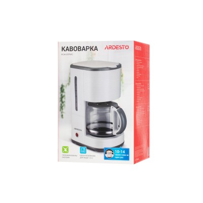 Кавоварка Ardesto крапельна White stripes 1.5л, мелена, біло-сірий (FCM-D17WG)