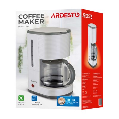 Кавоварка Ardesto крапельна White stripes 1.5л, мелена, біло-сірий (FCM-D17WG)