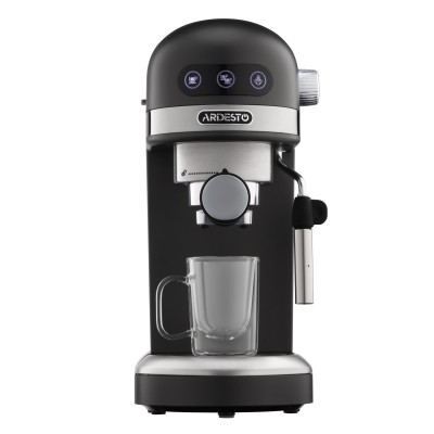 Кавоварка Ardesto ріжкова 1.4л, мелена, ручний капучинатор, підігрів чашок, чорний (YCM-E1502)