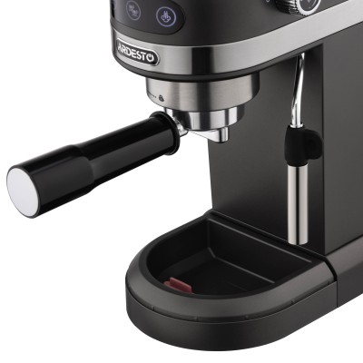 Кавоварка Ardesto ріжкова 1.4л, мелена, ручний капучинатор, підігрів чашок, чорний (YCM-E1502)