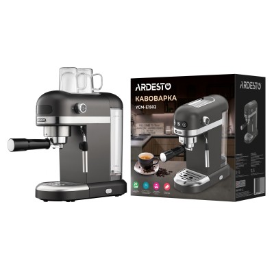 Кавоварка Ardesto ріжкова 1.4л, мелена, ручний капучинатор, підігрів чашок, чорний (YCM-E1502)