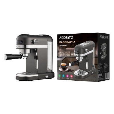 Кавоварка Ardesto ріжкова 1.4л, мелена, ручний капучинатор, підігрів чашок, чорний (YCM-E1502)