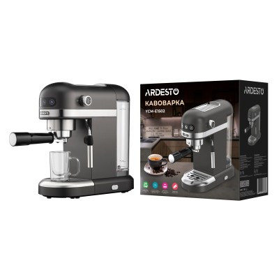 Кавоварка Ardesto ріжкова 1.4л, мелена, ручний капучинатор, підігрів чашок, чорний (YCM-E1502)