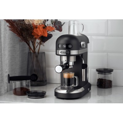 Кавоварка Ardesto ріжкова 1.4л, мелена, ручний капучинатор, підігрів чашок, чорний (YCM-E1502)