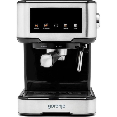 Кавоварка Gorenje ріжкова 1.5л, мелена, ручний капучинатор, нерж (ESCM15CD)