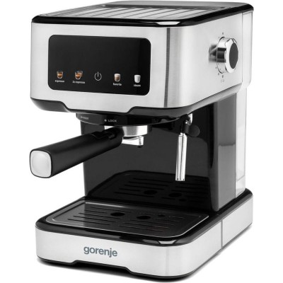 Кавоварка Gorenje ріжкова 1.5л, мелена, ручний капучинатор, нерж (ESCM15CD)