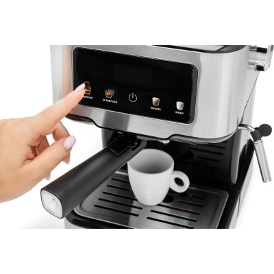 Кавоварка Gorenje ріжкова 1.5л, мелена, ручний капучинатор, нерж (ESCM15CD)