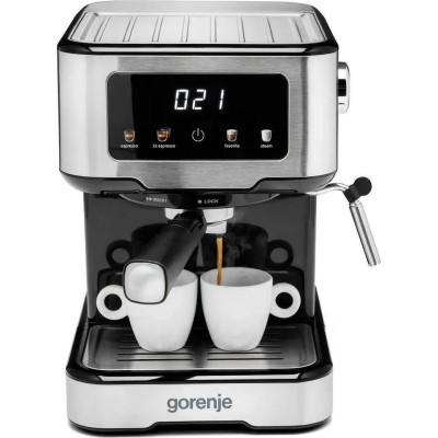 Кавоварка Gorenje ріжкова 1.5л, мелена, ручний капучинатор, нерж (ESCM15CD)