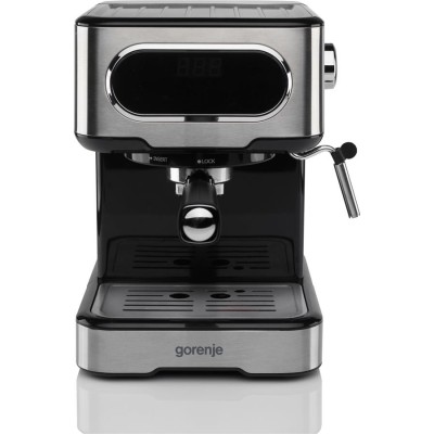 Кавоварка Gorenje ріжкова 1.5л, мелена, ручний капучинатор, нерж (ESCM15DBK)