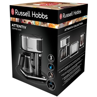Кавоварка Russell Hobbs крапельна Attentiv Coffee Bar 1.5л, мелена, LED-дисплей, чорно-метал (26230-56)