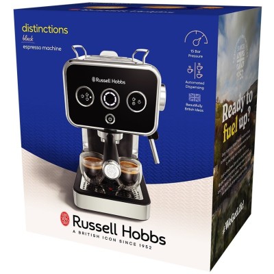 Кавоварка Russell Hobbs ріжкова Distinctions 1.1л, мелена + чалди, чорно-сріблястий (26450-56)
