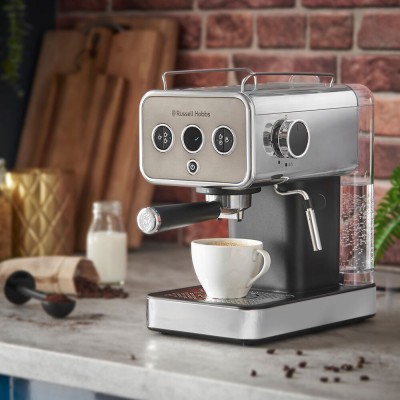 Кавоварка Russell Hobbs ріжкова Distinctions Titanium 1.1л, мелена + чалди, сріблястий (26452-56)