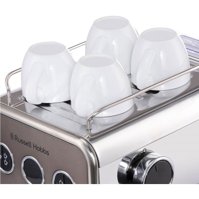 Кавоварка Russell Hobbs ріжкова Distinctions Titanium 1.1л, мелена + чалди, сріблястий (26452-56)