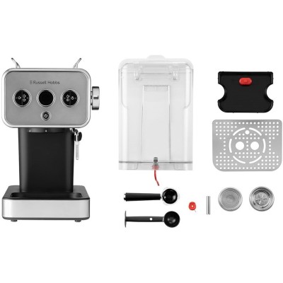 Кавоварка Russell Hobbs ріжкова Distinctions Titanium 1.1л, мелена + чалди, сріблястий (26452-56)