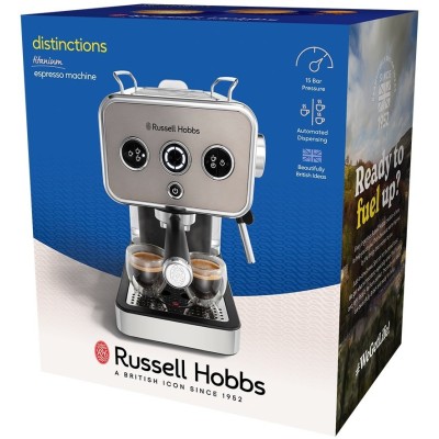 Кавоварка Russell Hobbs ріжкова Distinctions Titanium 1.1л, мелена + чалди, сріблястий (26452-56)