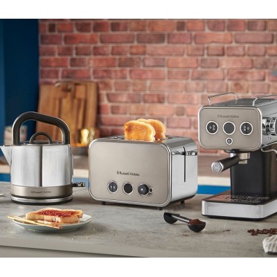 Кавоварка Russell Hobbs ріжкова Distinctions Titanium 1.1л, мелена + чалди, сріблястий (26452-56)
