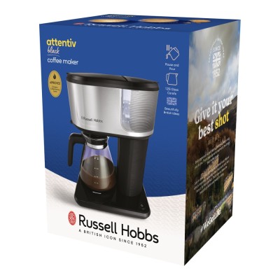 Кавоварка Russell Hobbs  Attentiv, 1.25л, мелена, чорно-срібний (26840-56)