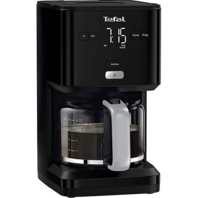 Кавоварка Tefal крапельна Smart&light 1.25л, мелена, таймер включення, годинник, чорний (CM600810)