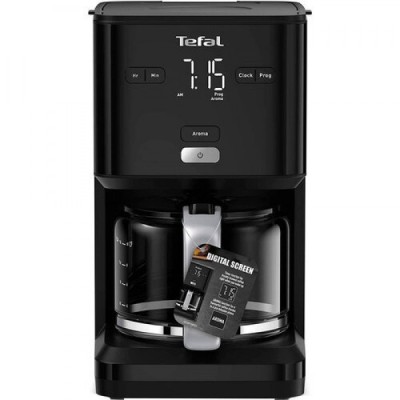 Кавоварка Tefal крапельна Smart&light 1.25л, мелена, таймер включення, годинник, чорний (CM600810)