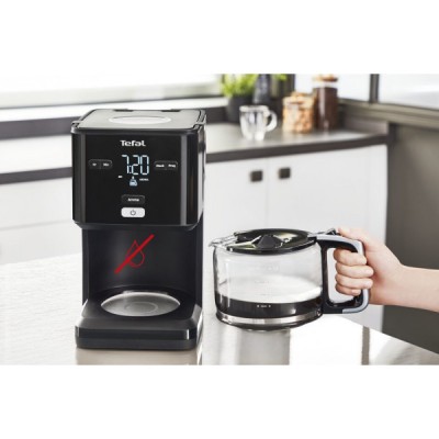 Кавоварка Tefal крапельна Smart&light 1.25л, мелена, таймер включення, годинник, чорний (CM600810)