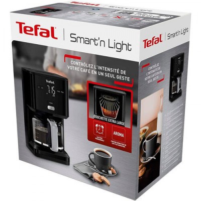 Кавоварка Tefal крапельна Smart&light 1.25л, мелена, таймер включення, годинник, чорний (CM600810)