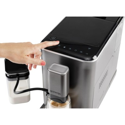 Кавомашина Gorenje, 1,5л, зерно, автомат.капучинатор, дисплей, авторецептів - 7, сенcор.керування, антрацит (GFACM20S)
