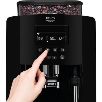 Кавомашина Krups Arabica 1.8л, зерно, ручний капучинатор, LED - дисплей, авторецептів - 3, свій рецепт, чорний (EA817010)