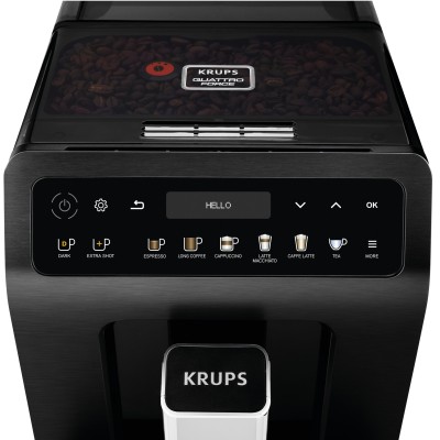 Кавомашина Krups Evidence Plus Titanium 2.3л, зерно, автомат.капучинатор, ОLED диспл, аторец. - 19, чорний (EA894810)