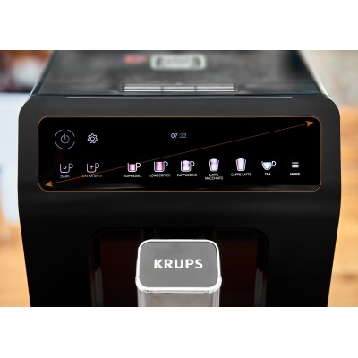 Кавомашина Krups Evidence Plus Titanium 2.3л, зерно, автомат.капучинатор, ОLED диспл, аторец. - 19, чорний (EA894810)