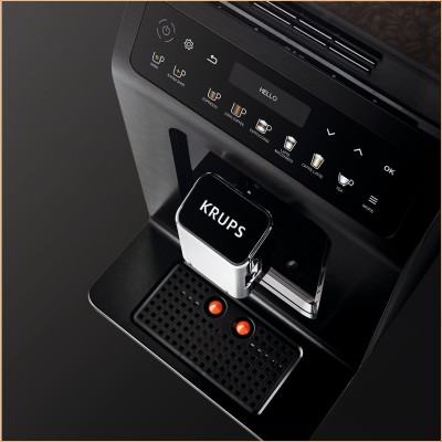 Кавомашина Krups Evidence Plus Titanium 2.3л, зерно, автомат.капучинатор, ОLED диспл, аторец. - 19, чорний (EA894810)