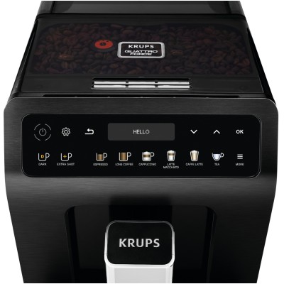 Кавомашина Krups Evidence Plus Titanium 2.3л, зерно, автомат.капучинатор, ОLED диспл, аторец. - 19, чорний (EA894810)