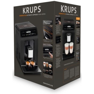 Кавомашина Krups Evidence Plus Titanium 2.3л, зерно, автомат.капучинатор, ОLED диспл, аторец. - 19, чорний (EA894810)
