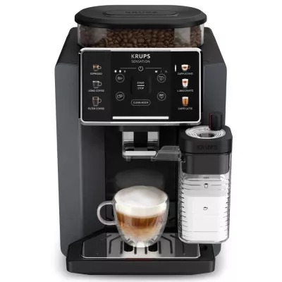 Кавомашина Krups Sensation Milk M90 1.7л, зерно, автомат.капучинатор, авторецептів - 6, чорний (EA912B10)