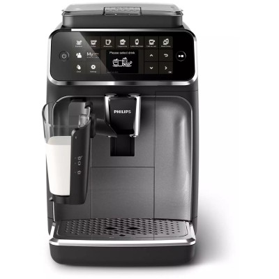 Кавомашина Philips Series 4300 LatteGo, 1.9л, зерно+мелена, автомат.капуч, дисплей, авторецептів -8, чорний (EP4346/71)