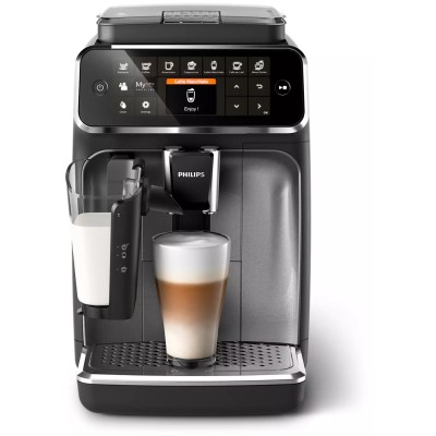 Кавомашина Philips Series 4300 LatteGo, 1.9л, зерно+мелена, автомат.капуч, дисплей, авторецептів -8, чорний (EP4346/71)
