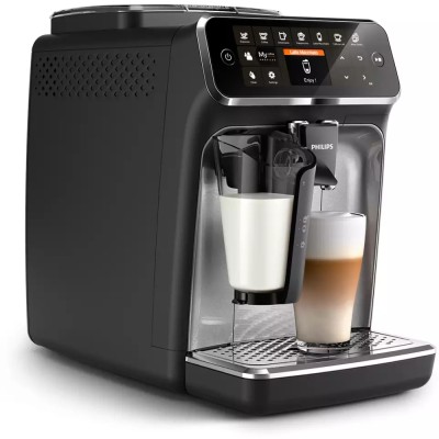 Кавомашина Philips Series 4300 LatteGo, 1.9л, зерно+мелена, автомат.капуч, дисплей, авторецептів -8, чорний (EP4346/71)