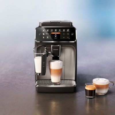 Кавомашина Philips Series 4300 LatteGo, 1.9л, зерно+мелена, автомат.капуч, дисплей, авторецептів -8, чорний (EP4346/71)