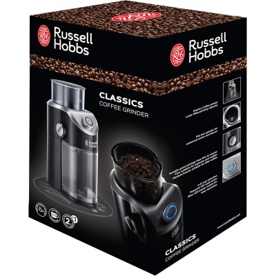Кавомолка Russell Hobbs жорнова Classic, 140Вт, об'єм зерен-100г, регул.ступеню помолу, пластик, чорний (23120-56)