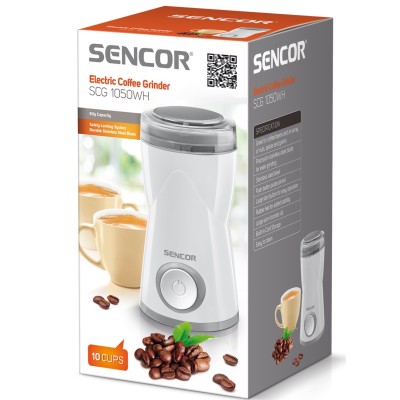 Кавомолка Sencor роторна 150Вт, об'єм зерен-50г, пластик, білий (SCG1050WH)