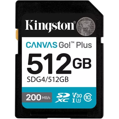 Карта пам'яті Kingston SD 512GB C10 UHS-I U3 V30 R200/W160MB/s (SDG4/512GB)
