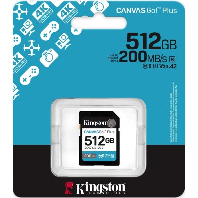 Карта пам'яті Kingston SD 512GB C10 UHS-I U3 V30 R200/W160MB/s (SDG4/512GB)