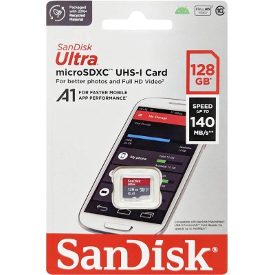 Карта пам'яті SanDisk microSD 128GB C10 UHS-I R140MB/s Ultra (SDSQUAB-128G-GN6MN)
