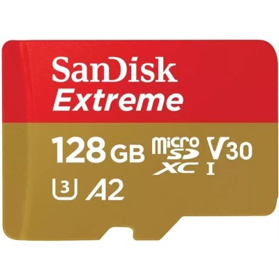 Карта пам'яті SanDisk microSD 128GB C10 UHS-I U3 R190/W90MB/s Extreme V30 + SD (SDSQXAA-128G-GN6MA)