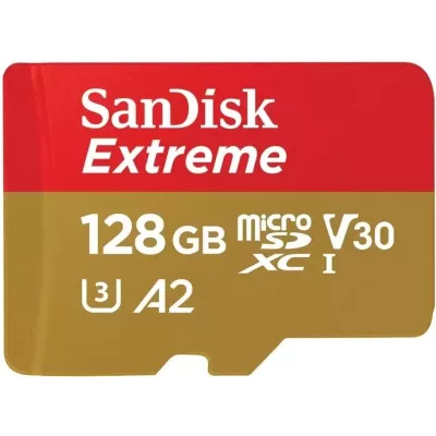 Карта пам'яті SanDisk microSD 128GB C10 UHS-I U3 R190/W90MB/s Extreme V30 + SD (SDSQXAA-128G-GN6MA)