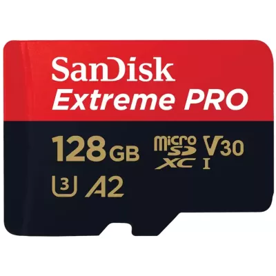 Карта пам'яті SanDisk microSD 128GB C10 UHS-I U3 R200/W90MB/s Extreme Pro V30 + SD (SDSQXCD-128G-GN6MA)