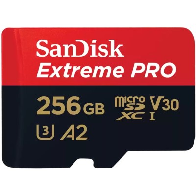 Карта пам'яті SanDisk microSD 256GB C10 UHS-I U3 R200/W140MB/s Extreme Pro V30 + SD (SDSQXCD-256G-GN6MA)