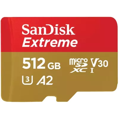 Карта пам'яті SanDisk microSD 512GB C10 UHS-I U3 R190/W130MB/s Extreme V30 (SDSQXAV-512G-GN6MN)